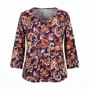 J. McLaughlin Women’s Paisley Print Catalina Cloth Signature Tee Size Large